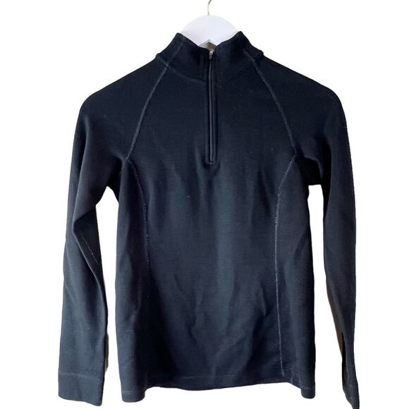Ibex‎ Women’s XS Quarter Zip Sweater Black Pullover Mock Neck Zque Merino Wool - Picture 1 of 6